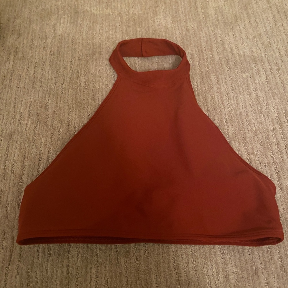 Aerie orange high neck button bikini top